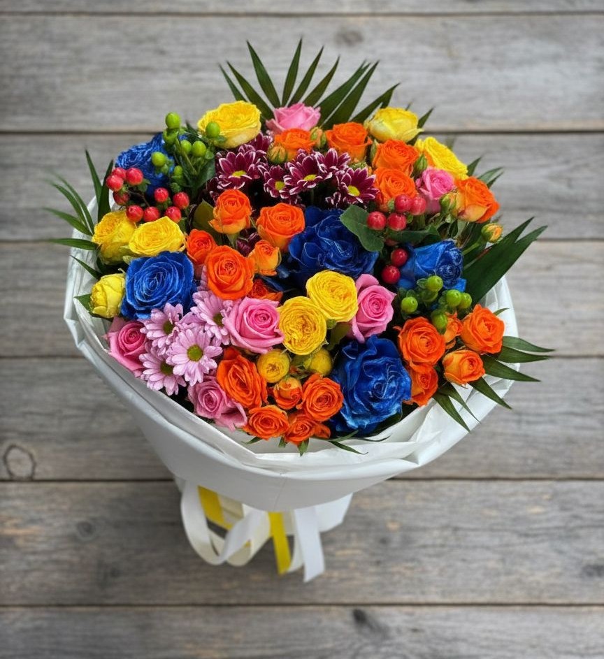 Букет цветов из: Розы и Хризантемы в Дальнем Константиново