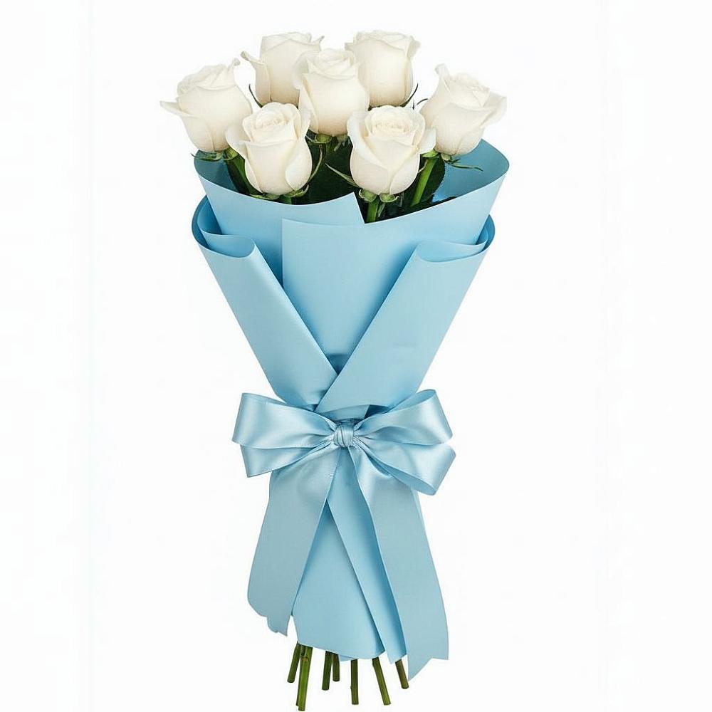 Букет 7 белых роз Проуд в Дальнем Константиново