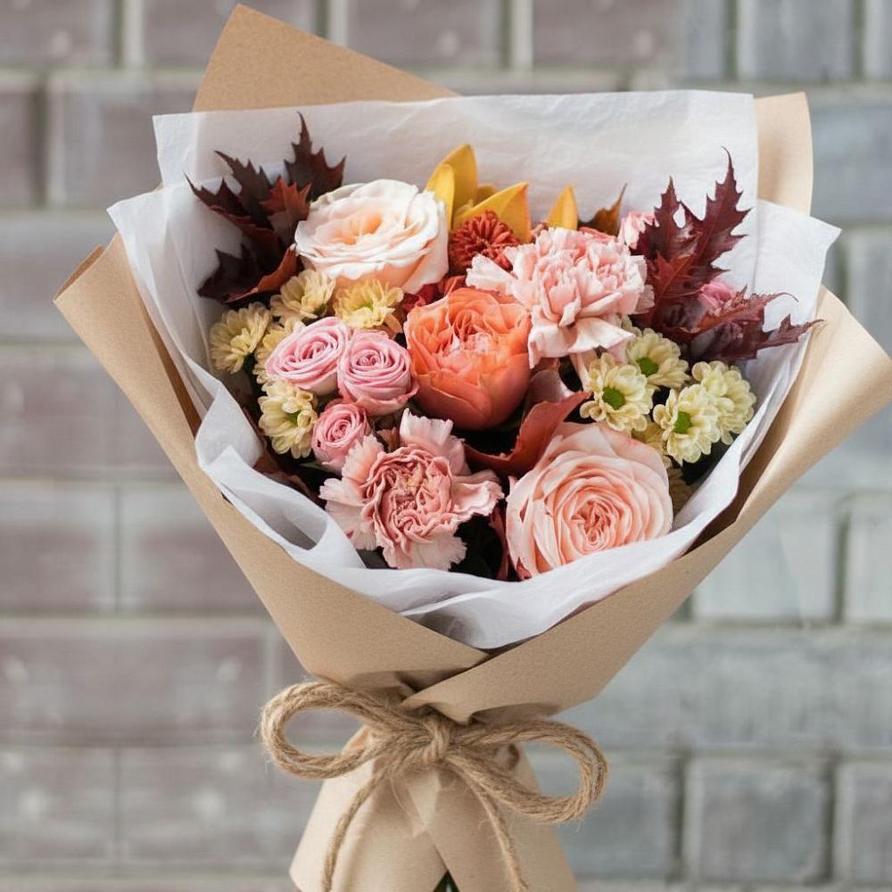 Букет цветов из: Гвоздики, Хризантемы и Розы в Дальнем Константиново