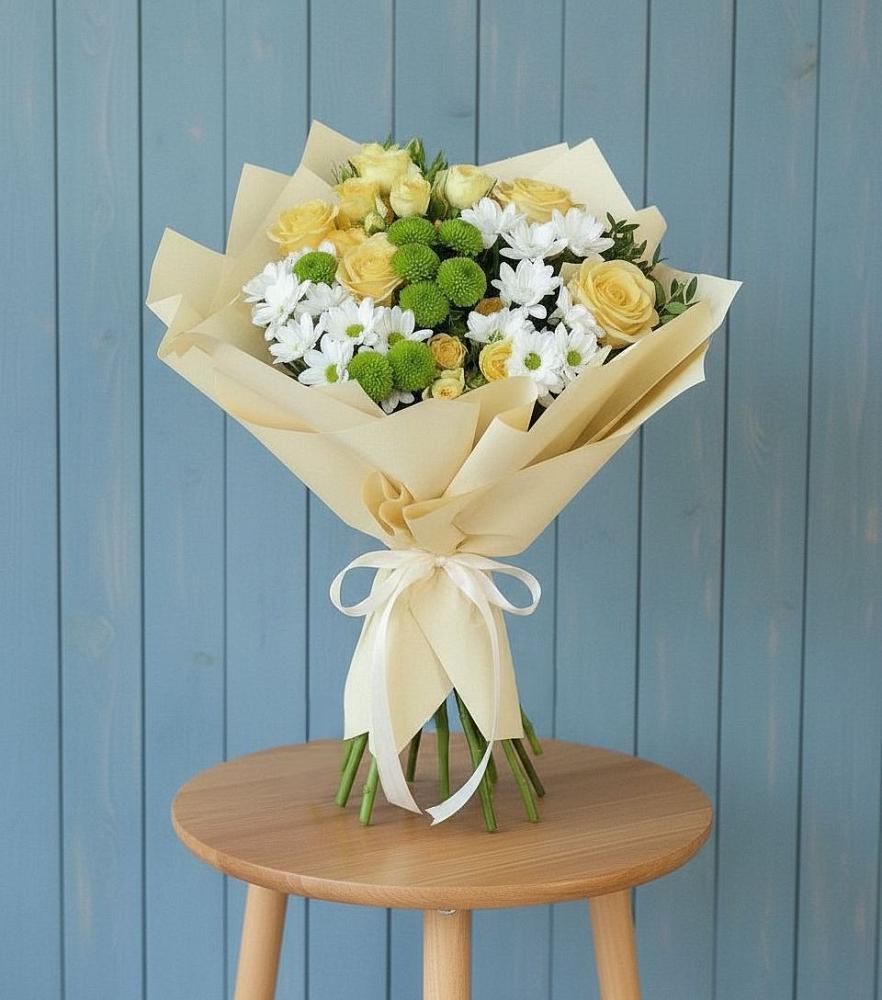 Букет цветов из: Хризантемы и Розы в Дальнем Константиново