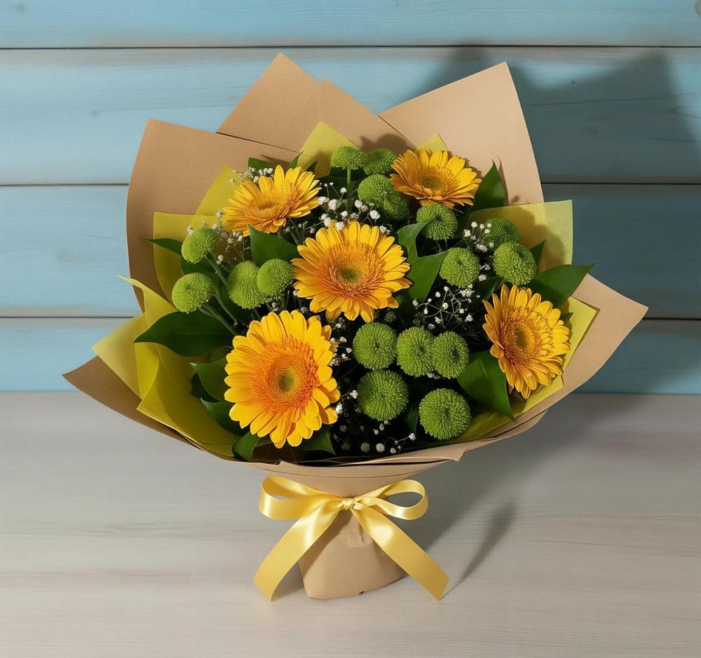 Букет цветов из: Герберы и Хризантемы в Дальнем Константиново