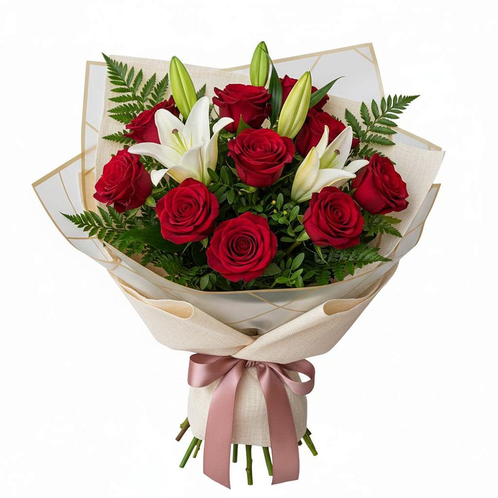 Букет цветов из: Лилии и Розы в Дальнем Константиново