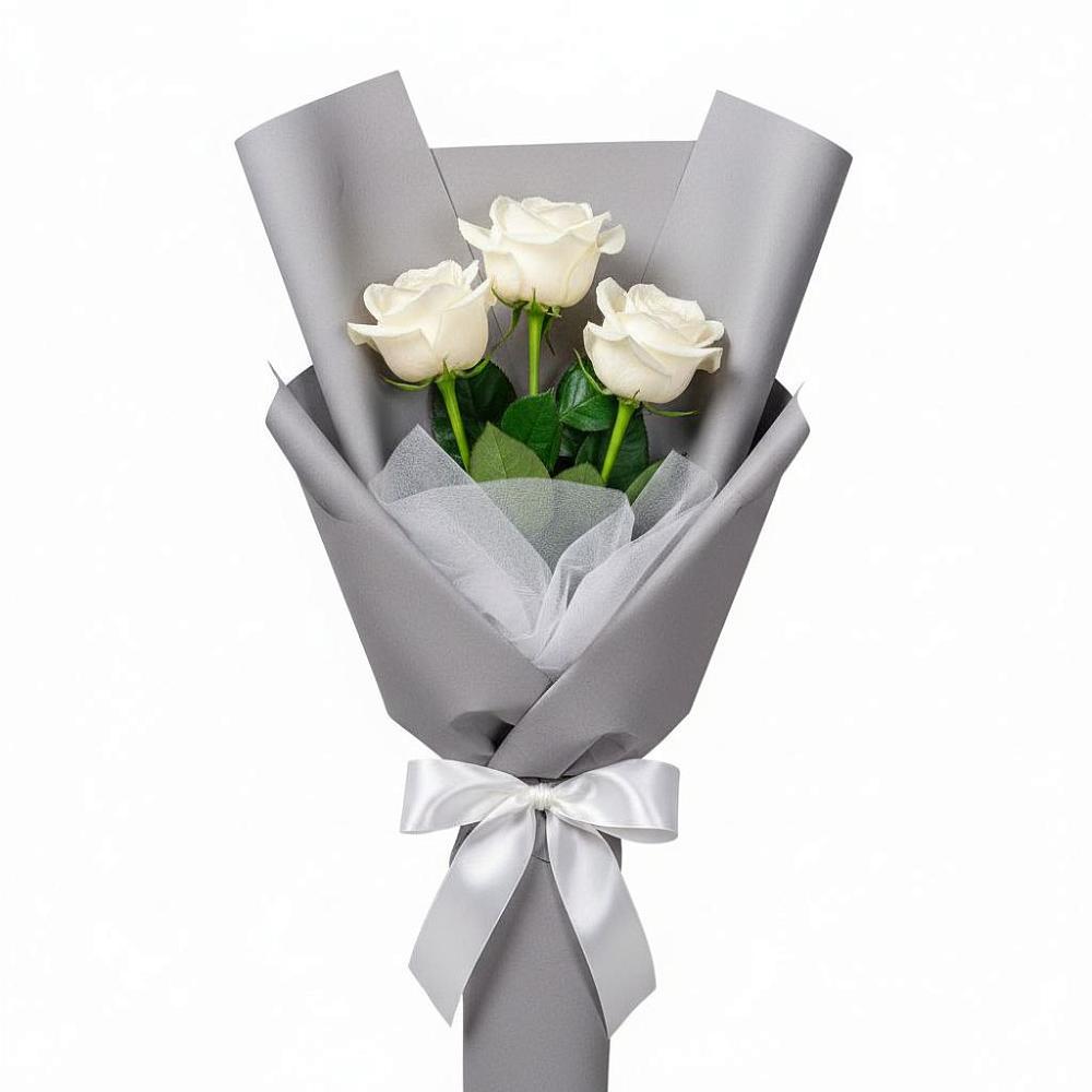 Букет 3 белые розы в Дальнем Константиново
