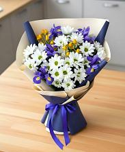 Букет цветов из:  Розы, Ирисы и Хризантемы #REPLACE_PRED# Дальнем Константиново