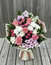 Букет цветов из:  Альстромерии, Гвоздики, Розы и Хризантемы в Дальнем Константиново