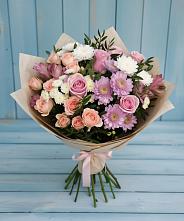 Букет цветов из:  Хризантемы, Розы и Альстромерии в Дальнем Константиново