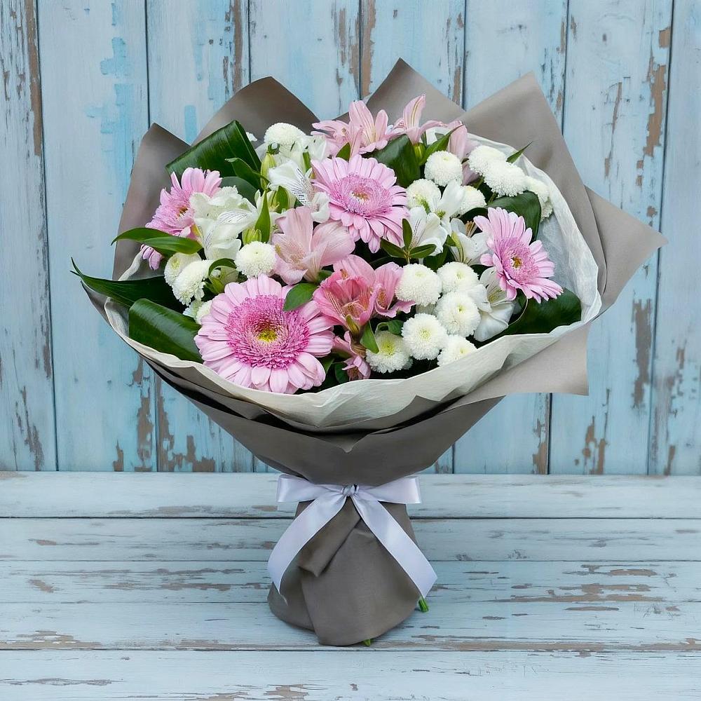 Букет цветов из: Герберы, Альстромерии и Хризантемы в Дальнем Константиново