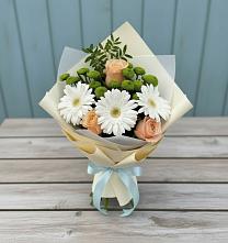 Букет цветов из:  Герберы, Розы и Хризантемы в Дальнем Константиново