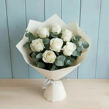 Букет Белые розы в Эвкалипте в Дальнем Константиново