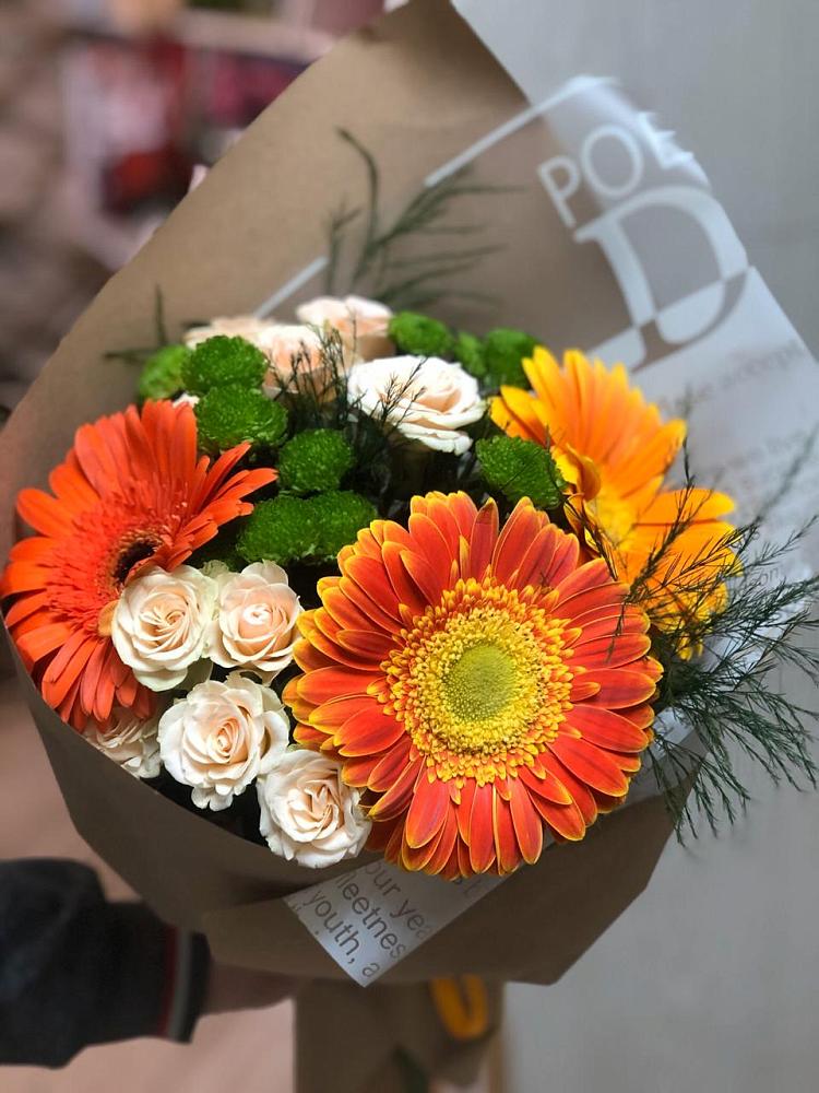 Букет цветов из: Герберы, Хризантемы и Розы в Дальнем Константиново